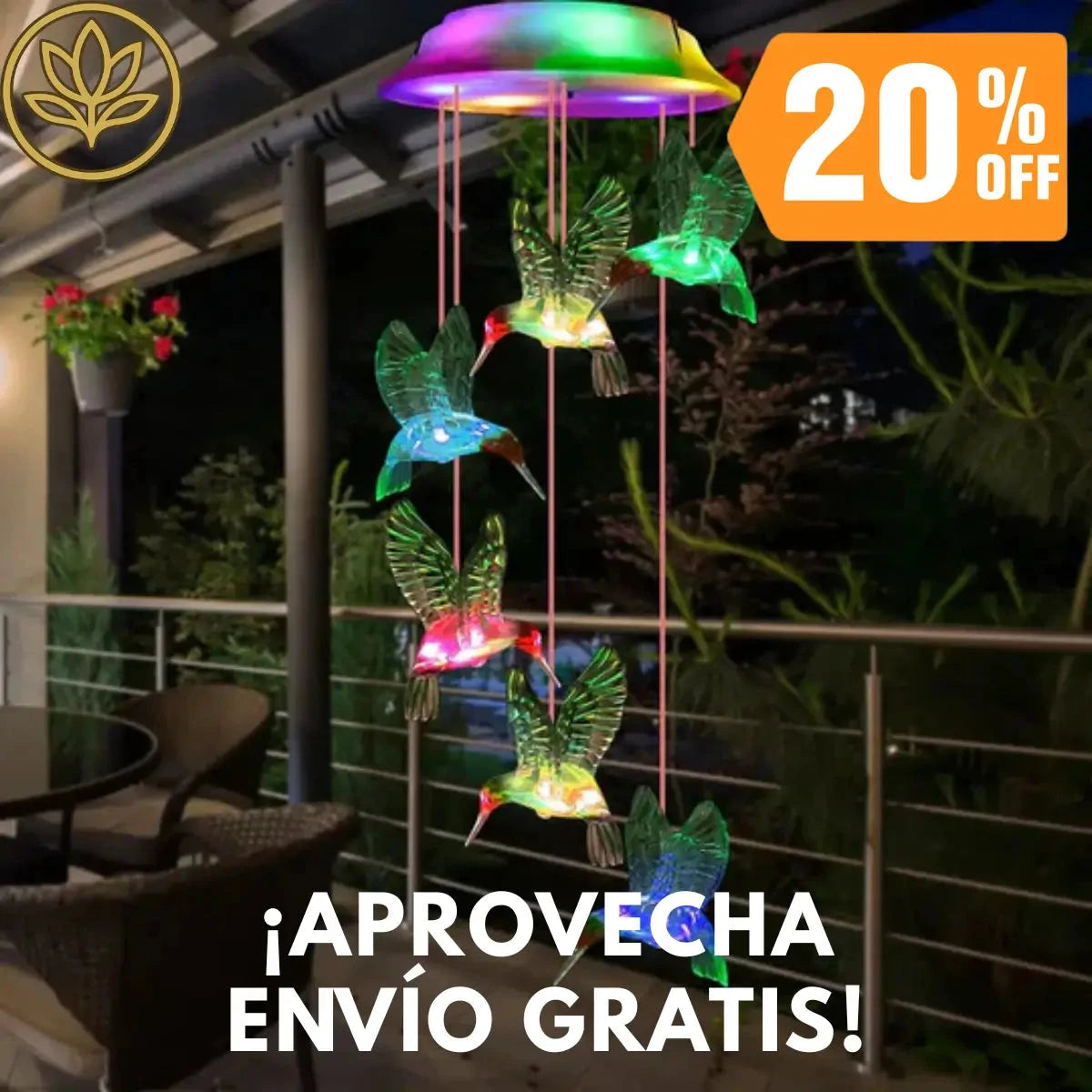 Campanillas Viento de Colibrí Luces LED Nova Esencia