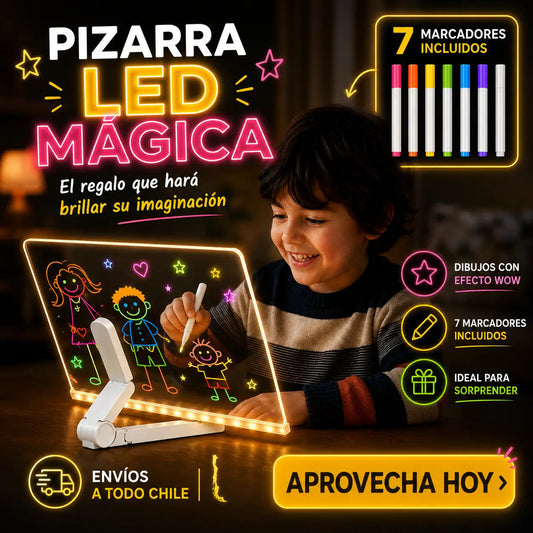 Pizarra LED Mágica + 7 Marcadores de Regalo Nova Esencia